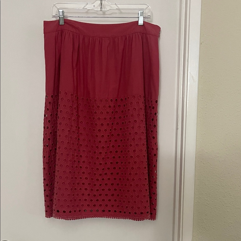 LOFT pink Eyelet Pencil Skirt